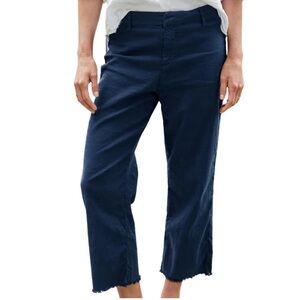 Frank & Eileen Navy Italian Performance Linen Cropped Kinsale Sailor Pants Sz. 0